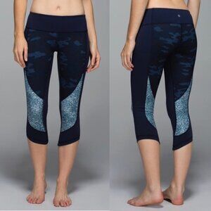 Lululemon Wunder Under Crop Camo Oil Slick Blue J34